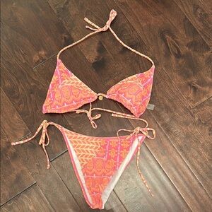 Pink and Orange Patterned Bikini